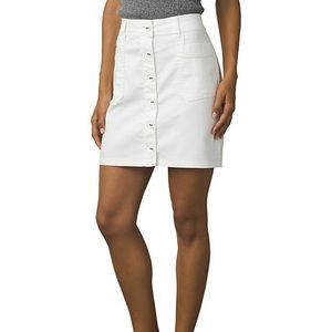 Prana Kara white button front skirt pockets